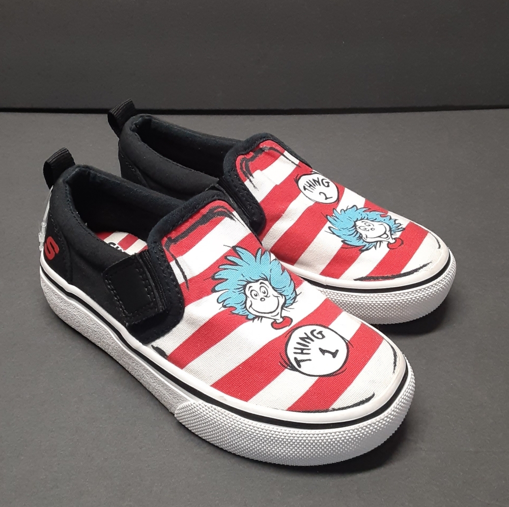 SKECHERS CANVAS DR SEUSS THING 1&2 SLIP ON SKATE SNEAKERS BOYS SIZE 9 15CM